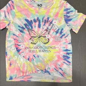SO Pink and Blue Short Sleeve Tie-Dye Tee